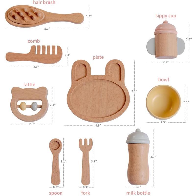 JC Toys - Real Wood 10 Piece Baby's First Care Set, Parfait Collection Twiggly Toys  Image 4