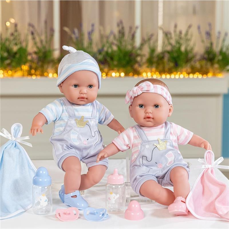JC Toys - Twins Soft Body Baby Dolls, 12 Piece Gift Set with Open/Close Eyes, 2 years+ Image 7