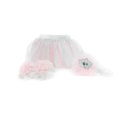 Jlika - Newborn Girl Tutu Set Skirt With Headband, Pink/Silver Image 1
