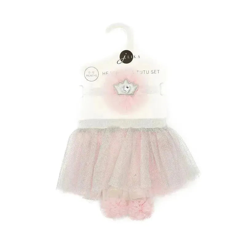 Jlika - Newborn Girl Tutu Set Skirt With Headband, Pink/Silver Image 6