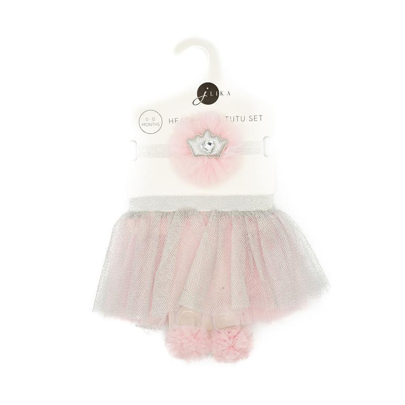 Jlika - Newborn Girl Tutu Set Skirt With Headband, Pink/Silver Image 6