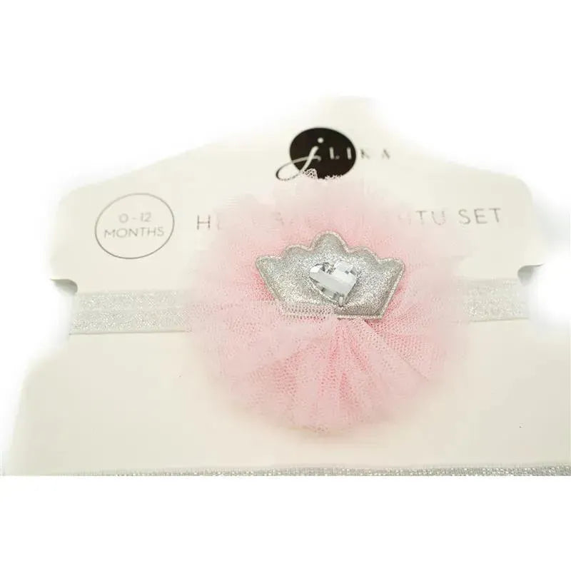 Jlika - Newborn Girl Tutu Set Skirt With Headband, Pink/Silver Image 7