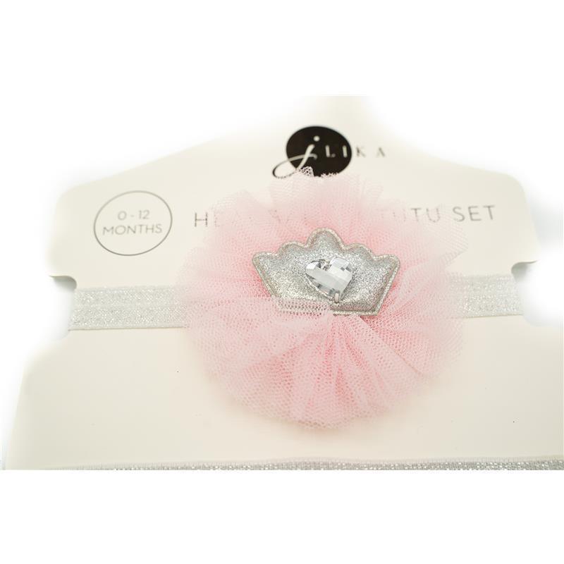 Jlika - Newborn Girl Tutu Set Skirt With Headband, Pink/Silver Image 7