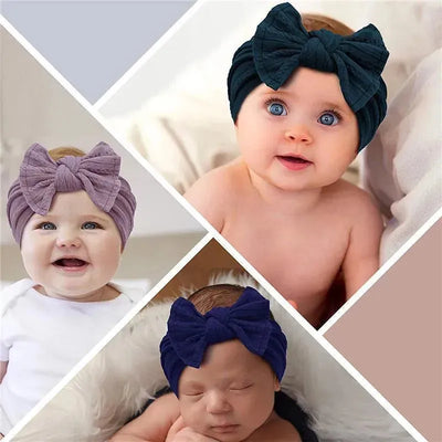 Jlika - Thick Nylon Texture Bow 3 Headbands, Mustard/Navy/Burgundy Image 2