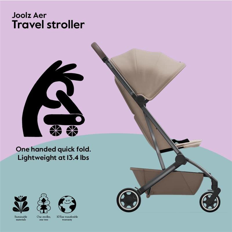 Joolz - Aer Lightweight Compact Stroller, Lovely Taupe Image 7