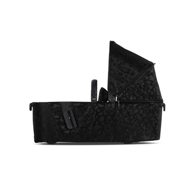 Chic Renaissance Joolz Aer2 Fold Cot in Space Black with a zipped canopy, showcasing a sleek, modern design.