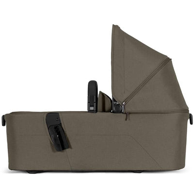 Joolz Aer2 Foldable Bassinet in Hazel Brown with a zipped canopy and adjustable height, ideal for newborns.
