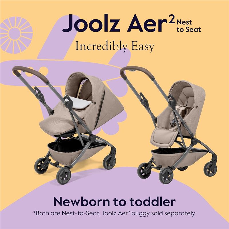 Joolz Aer2 Nest-to-Seat Accessory for Newborn-to-Toddler, Chassis Not Included, Sandy Taupe Image 7