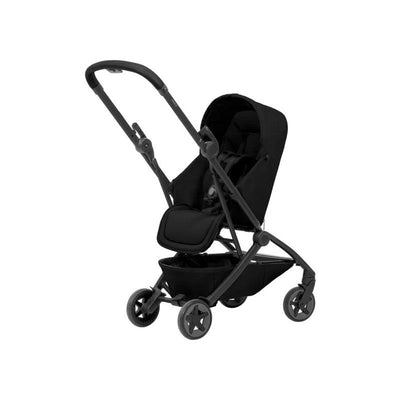 Joolz Aer2 Nest to Seat in Space Black; a compact stroller with a sleek design, padded seat, and adjustable canopy.