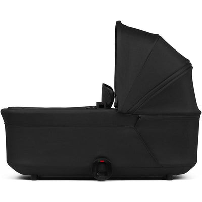 Joolz Hub2 Cot in Space Black, featuring a sleek design with a large canopy and zipper closure.