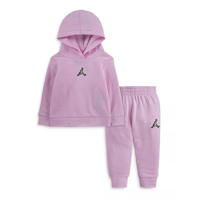 Jordan Baby - Girl Hoodie and Pants Set, Pink Foam Image 1