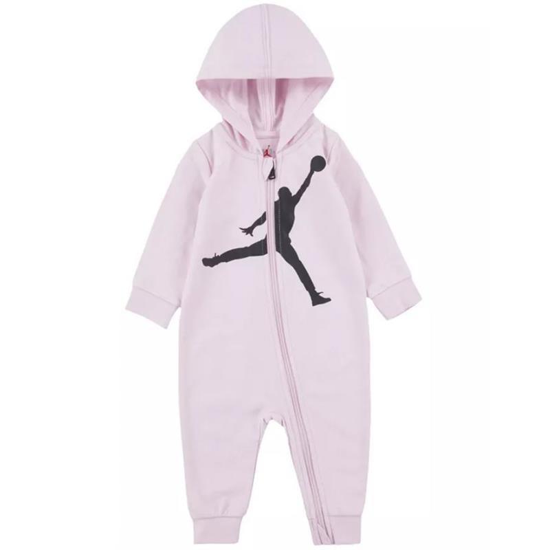 Jordan Baby - Girls Jump Man Hooded Coverall, Pink Image 1