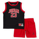 Jordan Baby Little Boys Sleeveless Jordan 23 Jersey Tank & Shorts Set, Black/Gym Red Image 1
