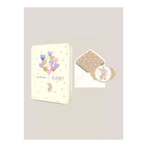 JuJuBe Welcome Baby Heart Balloons Deluxe Greeting Card Image 1