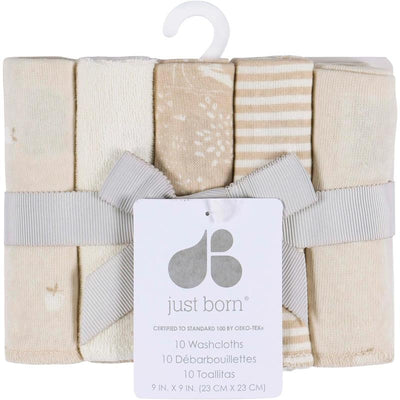 Just Born - 10Pk Knit Terry Washcloths Neutral Tan Image 2