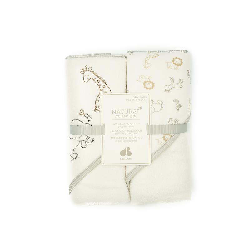 Just Born 2 Piece Giraffe Hooded Baby Towels Image 1