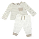 Just Born 2-Piece Set Striped Shirt and Pant Set, Neutral. Image 3