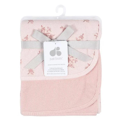 Just Born - 2Pk Cotton Baby Blanket Girl Pink Image 1