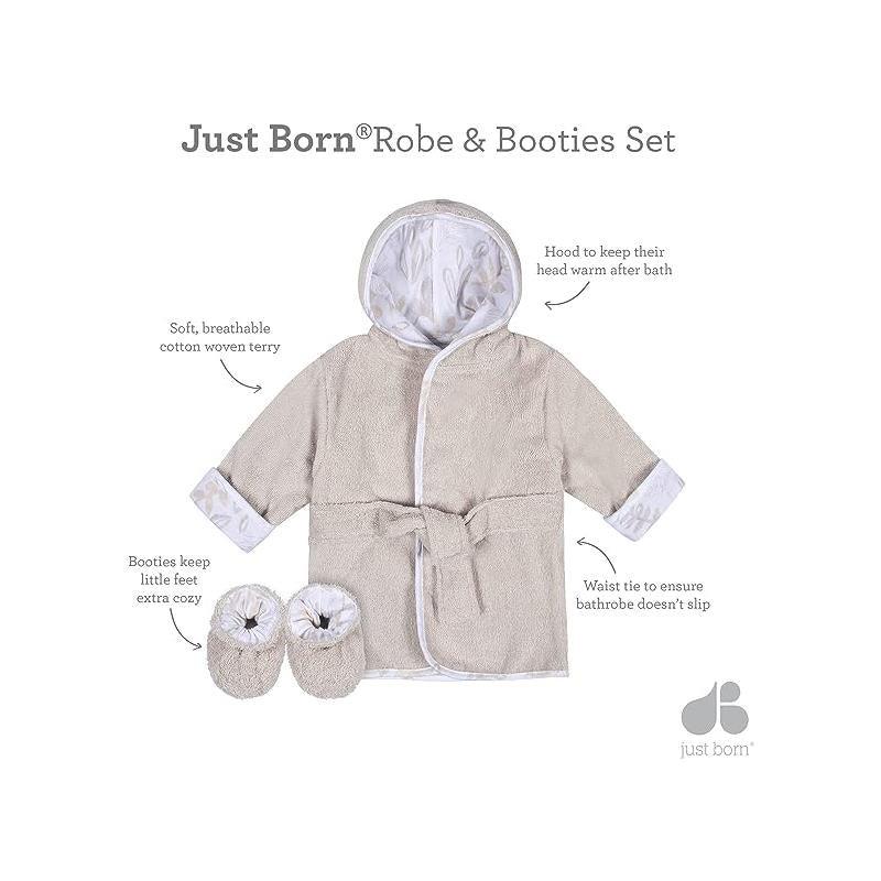 Just Born - 2Pk Robe & Bootie Set, Warm Grey Image 3