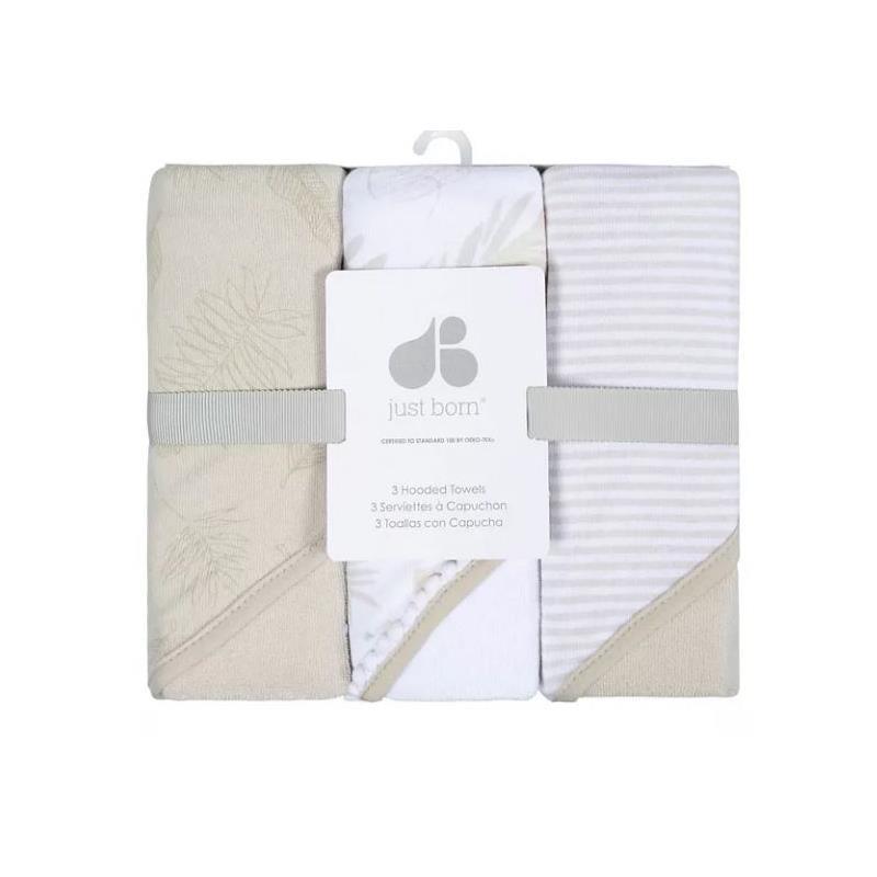 Just Born - 3Pk Terry Hooded Towel, Natural Foliage Image 1
