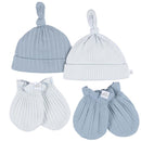 Just Born - 4Pk Hat And Cuff Mitten Set Baby Boy 0-6M Blue Image 1