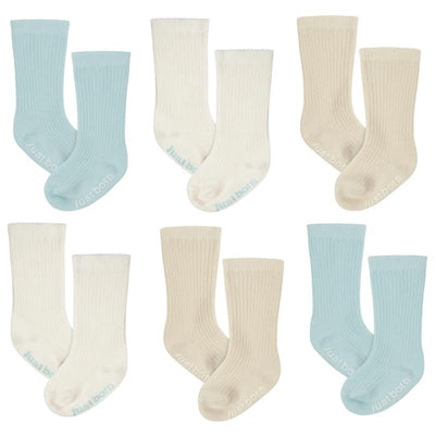 Just Born - 6Pk Rolled Cuff Ribbed Socks Baby Boy Blue Image 1