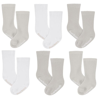 Just Born - 6Pk Rolled Cuff Ribbed Socks Baby Neutral Image 1
