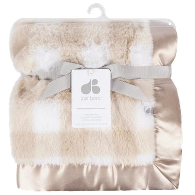 Just Born - Baby Neutral Tan Plush Blanket Image 1