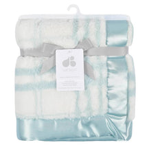 Just Born - Blue Plush Plaid Baby Blanket Image 2