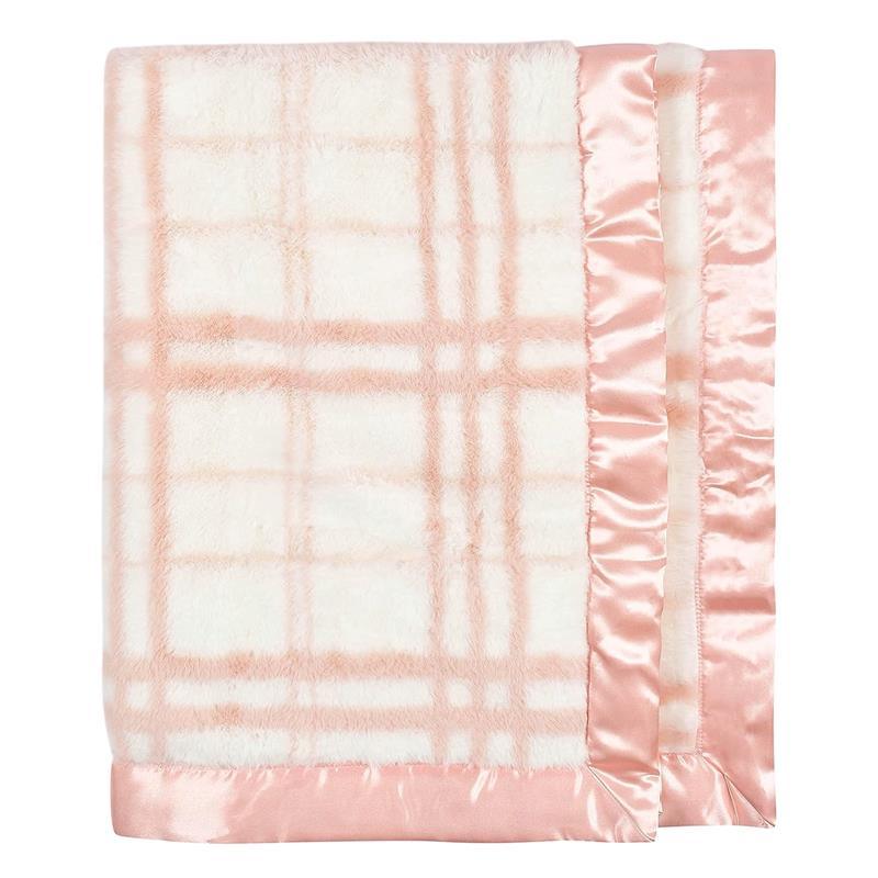 Just Born - Pink Plush Plaid Baby Blanket  Image 1