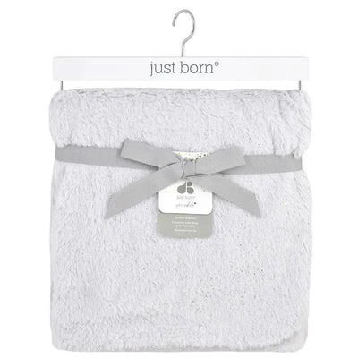 Just Born Sparkle Plush Blanket, Grey Image 1