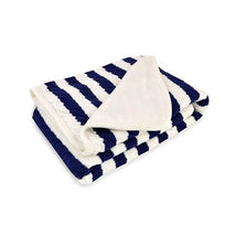 Just Born - Stripe Cable Knit Blanket, Navy/White Image 1