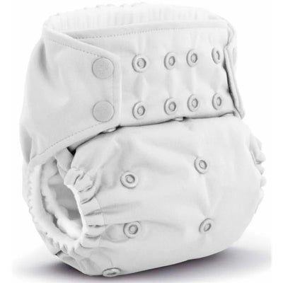 Kanga Care Rumparooz G3 one-size pocket cloth diaper in soft gray with adjustable snaps and elastic edges.