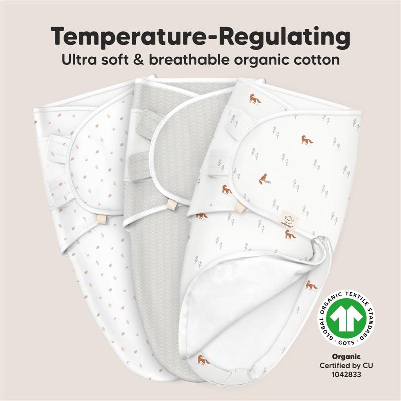 Keababies - 3Pk Soothe Zippy Baby Swaddles, Newborn Sleep Sack, Forest Grey Image 5