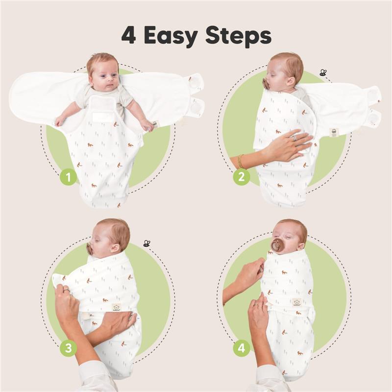 Keababies - 3Pk Soothe Zippy Baby Swaddles, Newborn Sleep Sack, Forest Grey Image 6