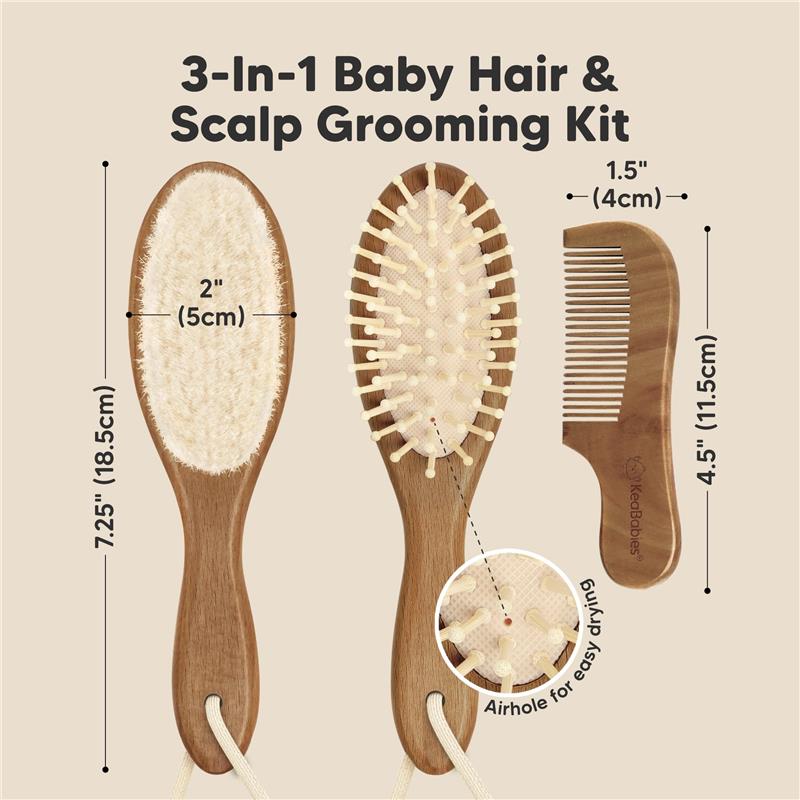 Keababies - Hair Brush & Comb Set, Dark Walnut Image 2