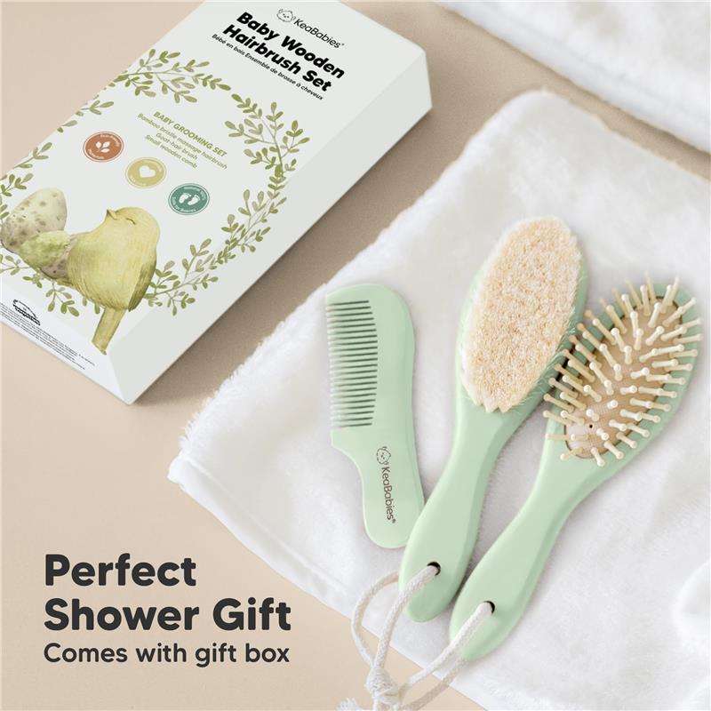 Keababies - Hair Brush & Comb Set, Sage Image 9