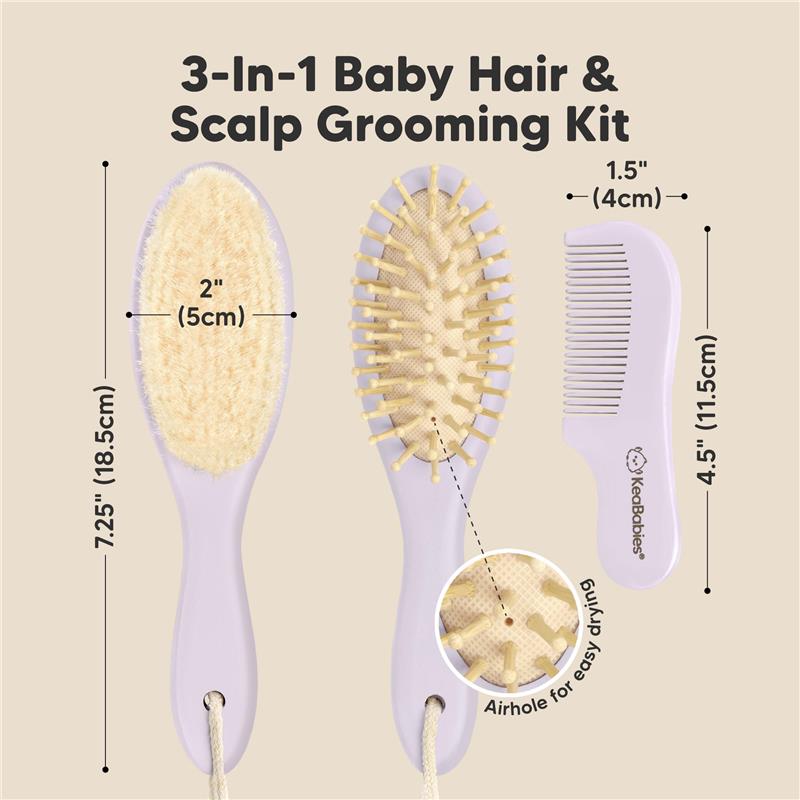 Keababies - Hair Brush & Comb Set, Thistle Image 2