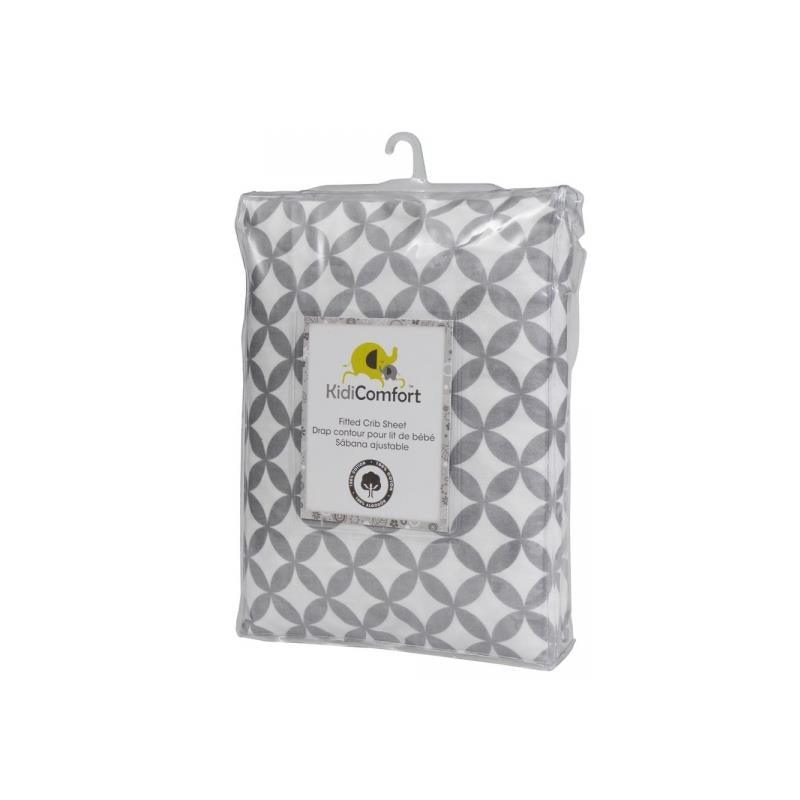 KidiComfort Cotton Fitted Crib Sheet, Grey Diamond Image 1