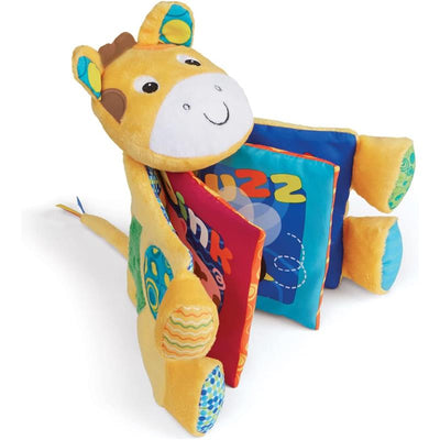 Kidoozie Farm Friends Crinkle Book features a colorful giraffe plush with soft fabric pages, ideal for sensory play.