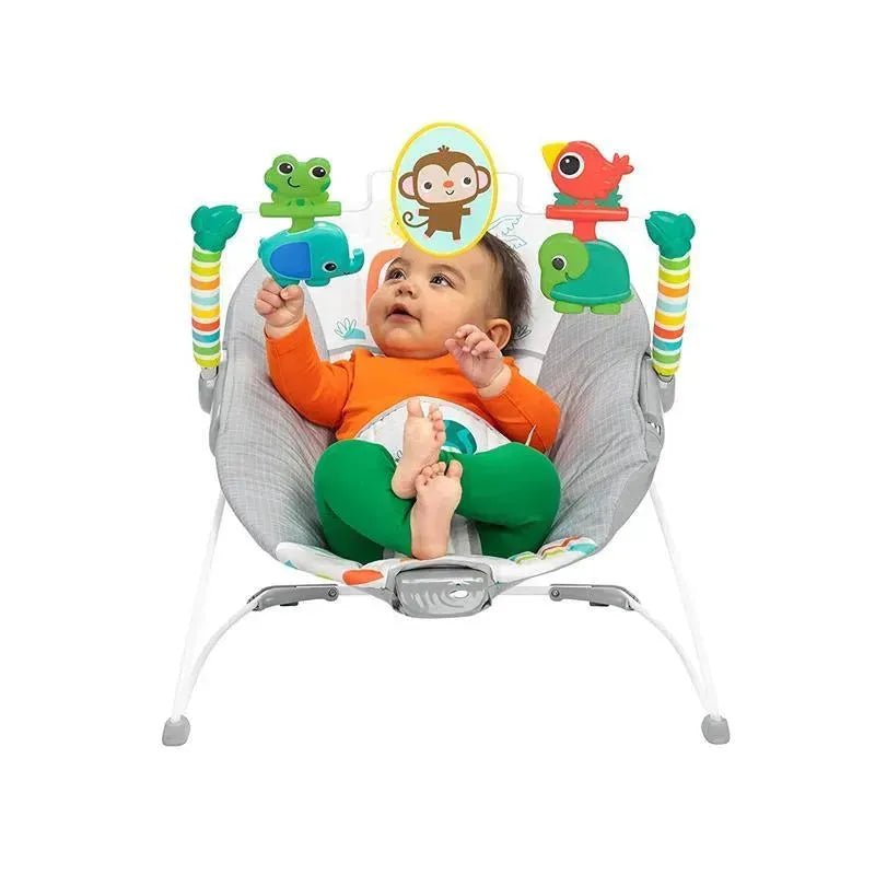 Kids II - Bright Starts Playful Paradise Comfy Baby Bouncer Seat with Soothing Vibration | MacroBaby Kids II - Bright Starts Playful Paradise Comfy Baby Bouncer Seat with Soothing Vibration | MacroBaby