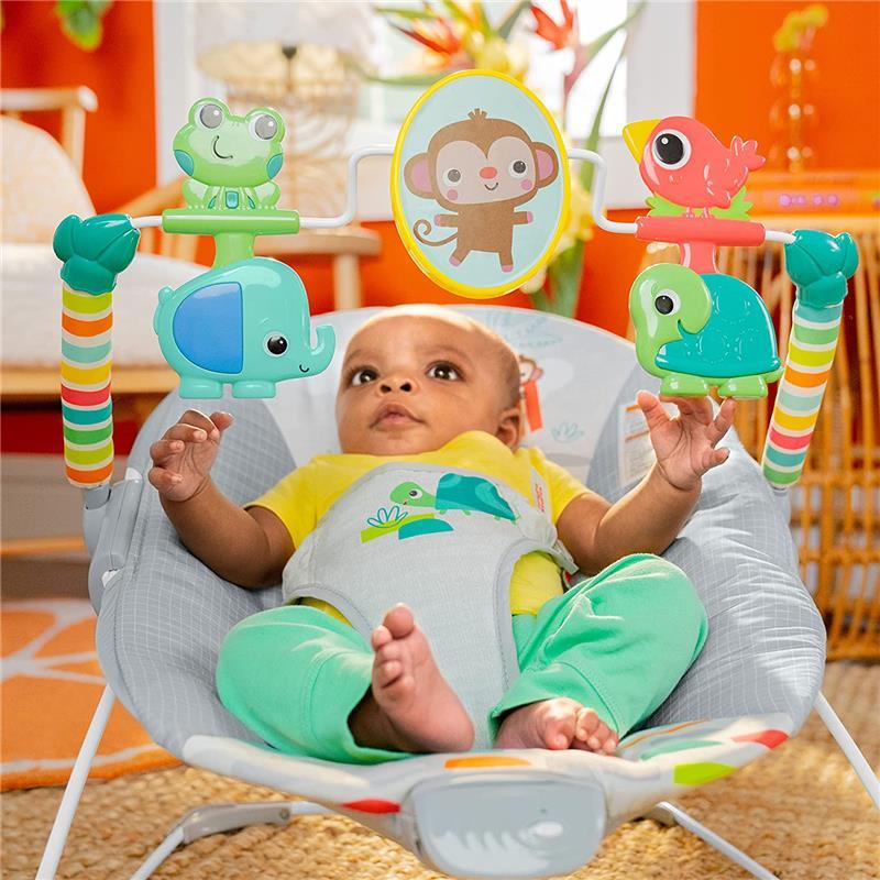 Kids II - Bright Starts Playful Paradise Comfy Baby Bouncer Seat with Soothing Vibration Image 9