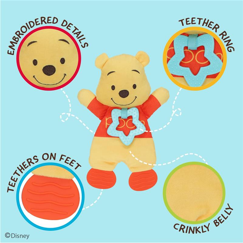 KIDS PREFERRED - Disney Baby Winnie The Pooh Sensory Blanky with Crinkle and Teether  Image 3