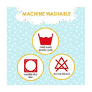 Care instructions for Disney Baby Mickey Mouse plush; includes symbols for cold wash, tumble dry low, and do not bleach.