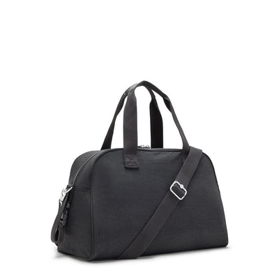 Kipling Camama Diaper Bag in Black Noir, featuring dual handles and a detachable shoulder strap.