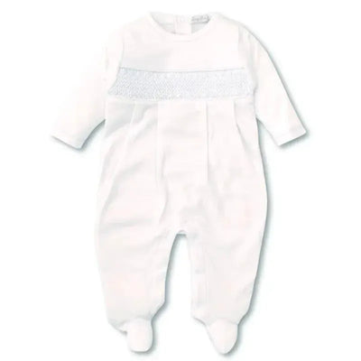 Kissy Kissy - Baby Boy Footie with Hand Smocking, White Image 1