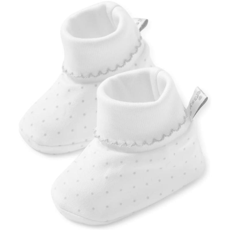 Kissy Kissy - Baby Dots Print Booties, White/Silver Image 1