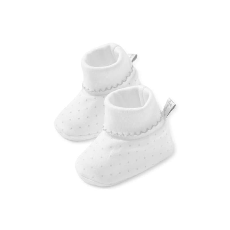 Kissy Kissy - Baby Dots Print Booties, White/Silver Image 2