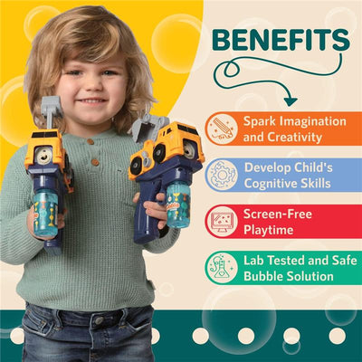 Klevly - Construction Bubble Gun (Includes 2 Guns And 4 Bubble Solutions) Image 2