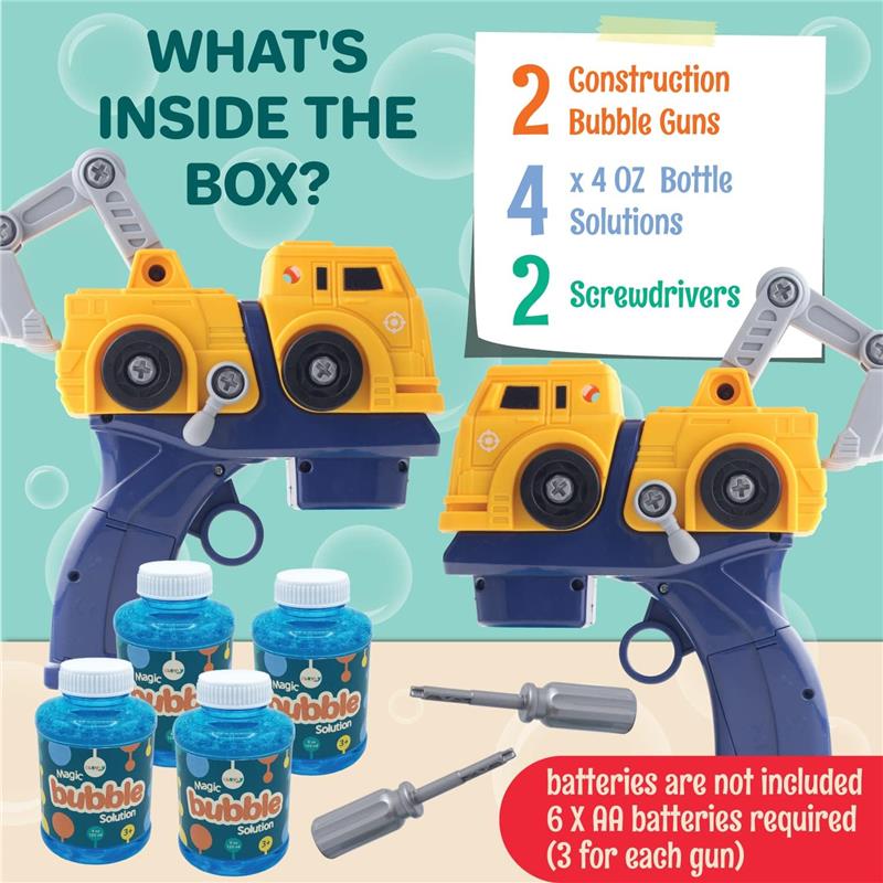 Klevly - Construction Bubble Gun (Includes 2 Guns And 4 Bubble Solutions) Image 4